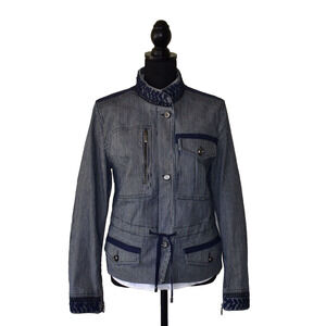 C5 NWT GUSTAV Navy & White Striped Denim Casual Jacket Size 38